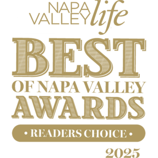 Napa Valley Life's 2025 Best of Napa Valley Awards, highlighting Reader's Choice selections with a gold and black design.