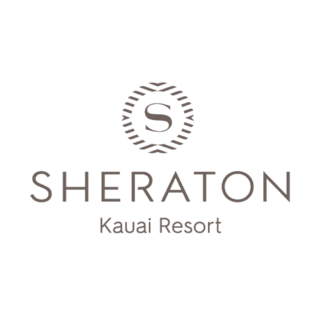 Logo features the name "Sheraton" prominently, with "Kauai Resort" below, accompanied by a stylized circular design.